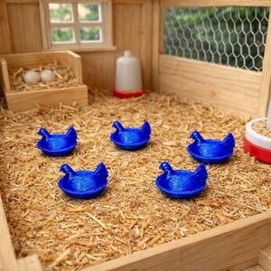 Set of 5 Blue Hen on Nest – 1:12 Scale Dollhouse Miniature
